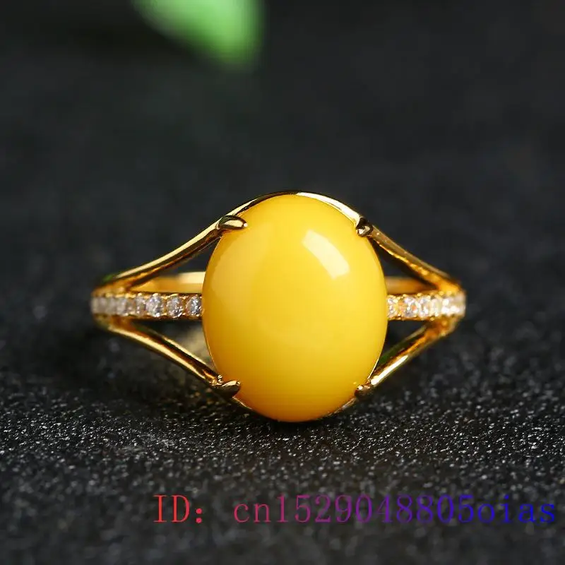 Women Fashion Jewellery - Yellow Amber Ring Fashion Lucky Charm