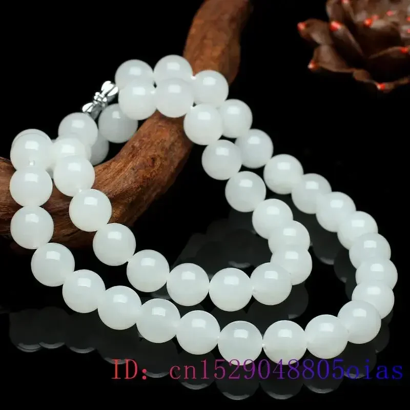 Women Fashion Hub - White Jade Beaded Necklace Beads Natural