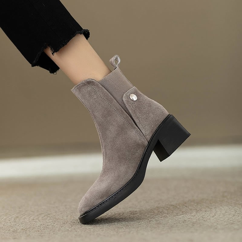 Women'S Fashion Trends 2025 - Suede Women Chunky Ankle Boots Fashion