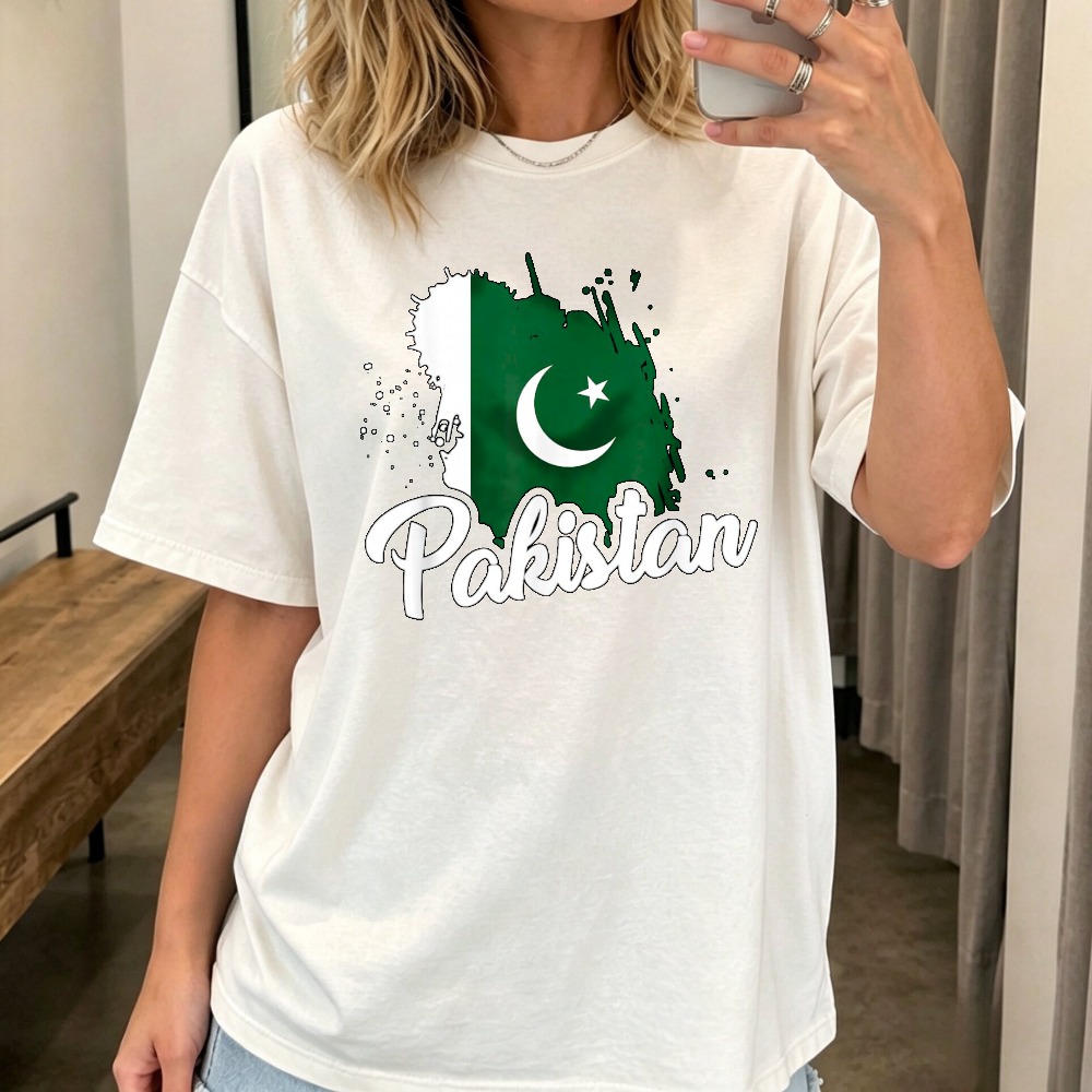 Women Fashion Pakistan - Pakistan Flag Graphic Printed T Shirt