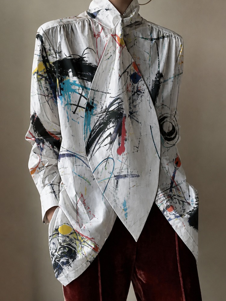Women'S Fashion Trends 2026 Spring Summer - Yeezzi Women's Fashion Abstract Printed Necktie