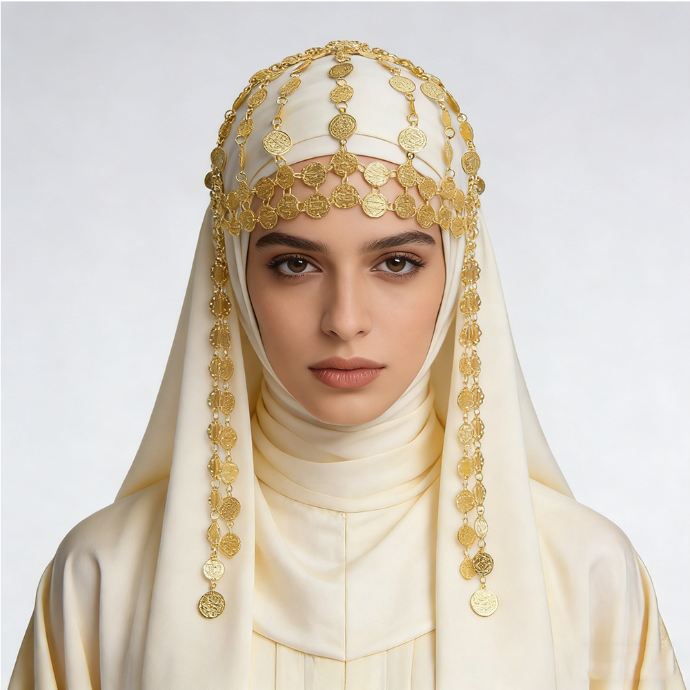 Women Fashion Pakistan - Gold Plated Alloy Coin Beauty Head