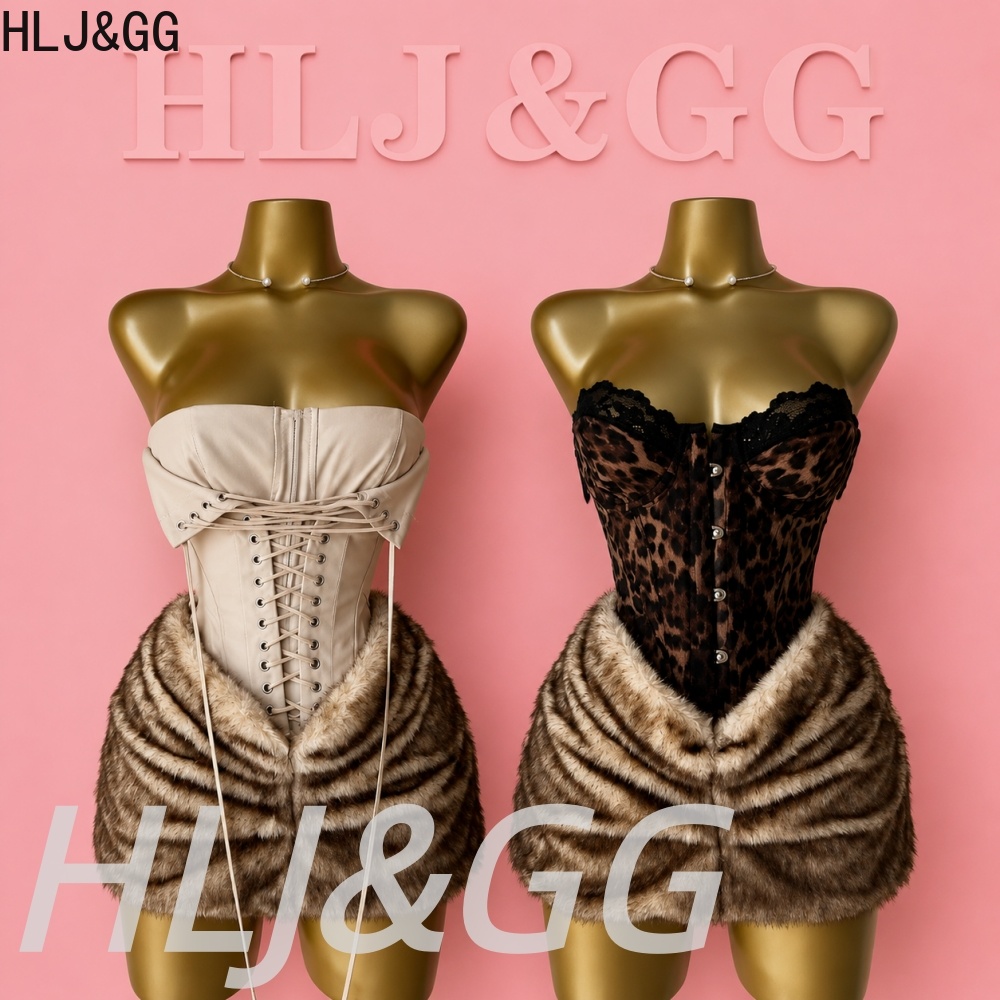 Corset Top Boned - HLJ&GG Sexy Leopard Mesh See Though