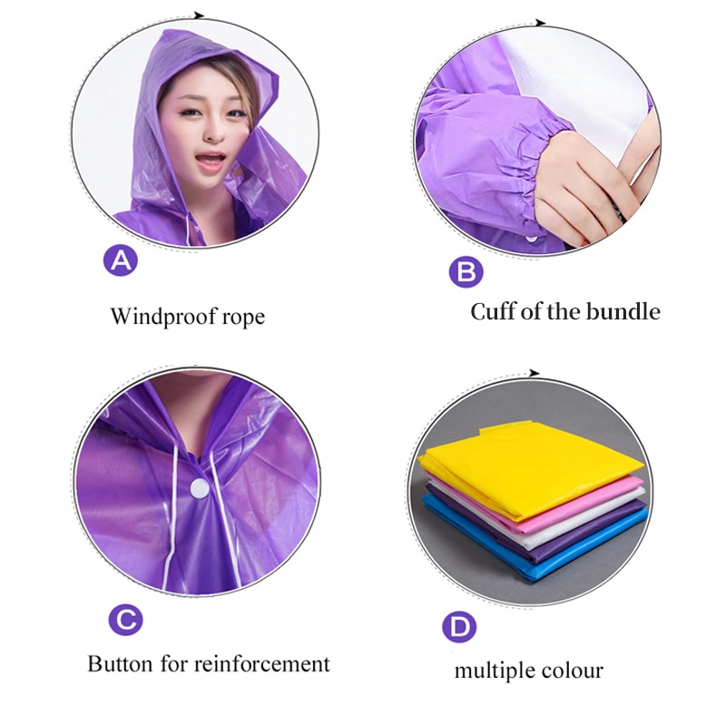 1pc Hooded Rain Coat Women Men - Women'S Fashion Rain Jacket 评论和价格