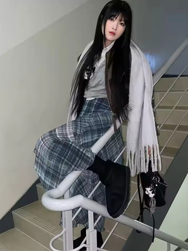 Women Fashion Blue Plaid Pleat - Women'S Fashion Trends 2026 Spring Summer 评论和价格