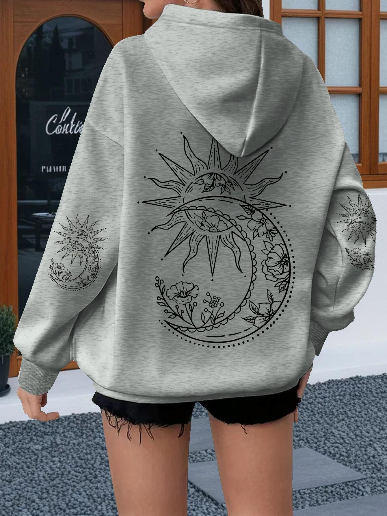 Women Flowers and The Sun Prin - Hoodie Women Oversized 评论和价格