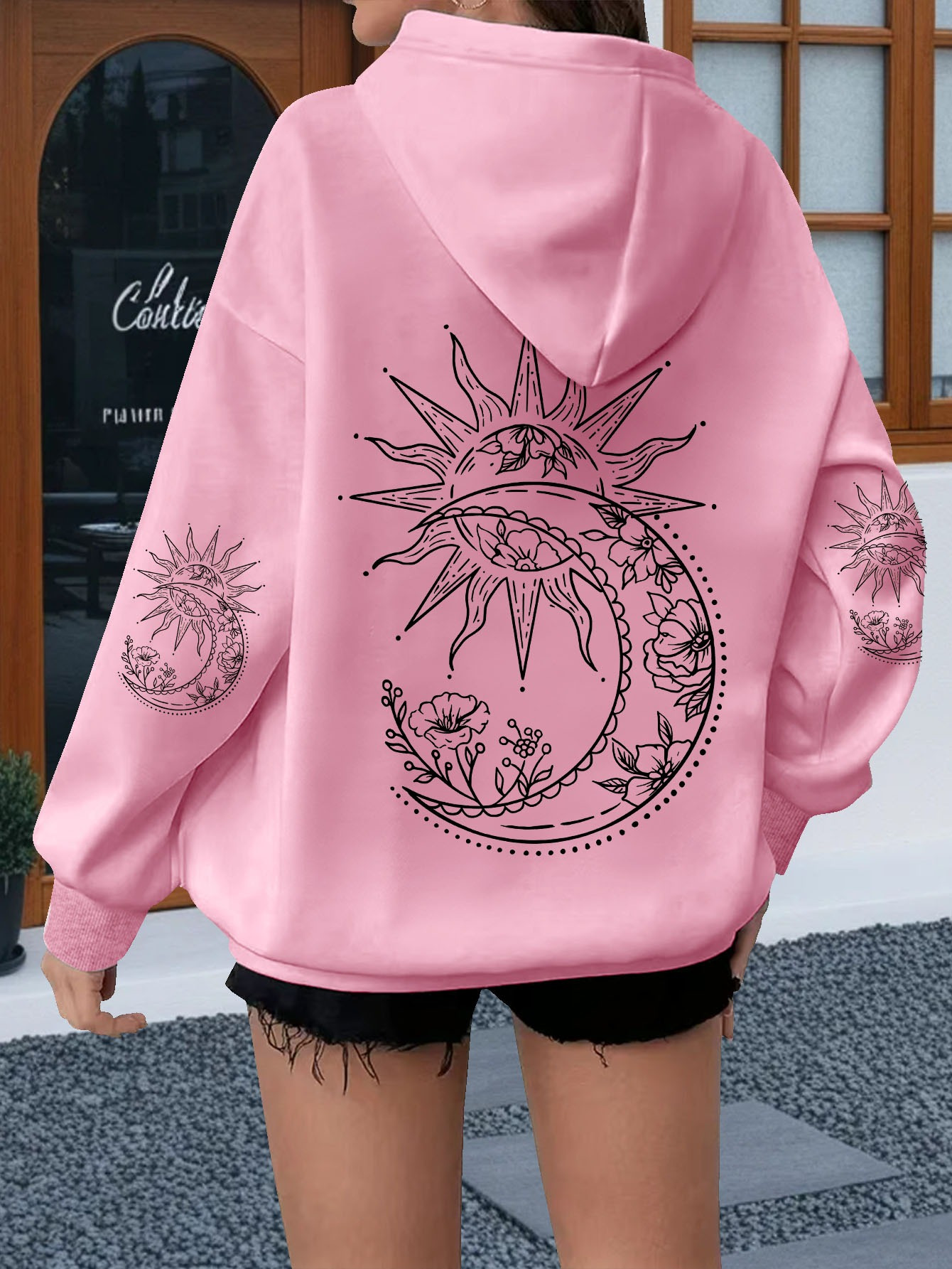 Women Flowers and The Sun Prin - Hoodie Women Oversized 评论和价格