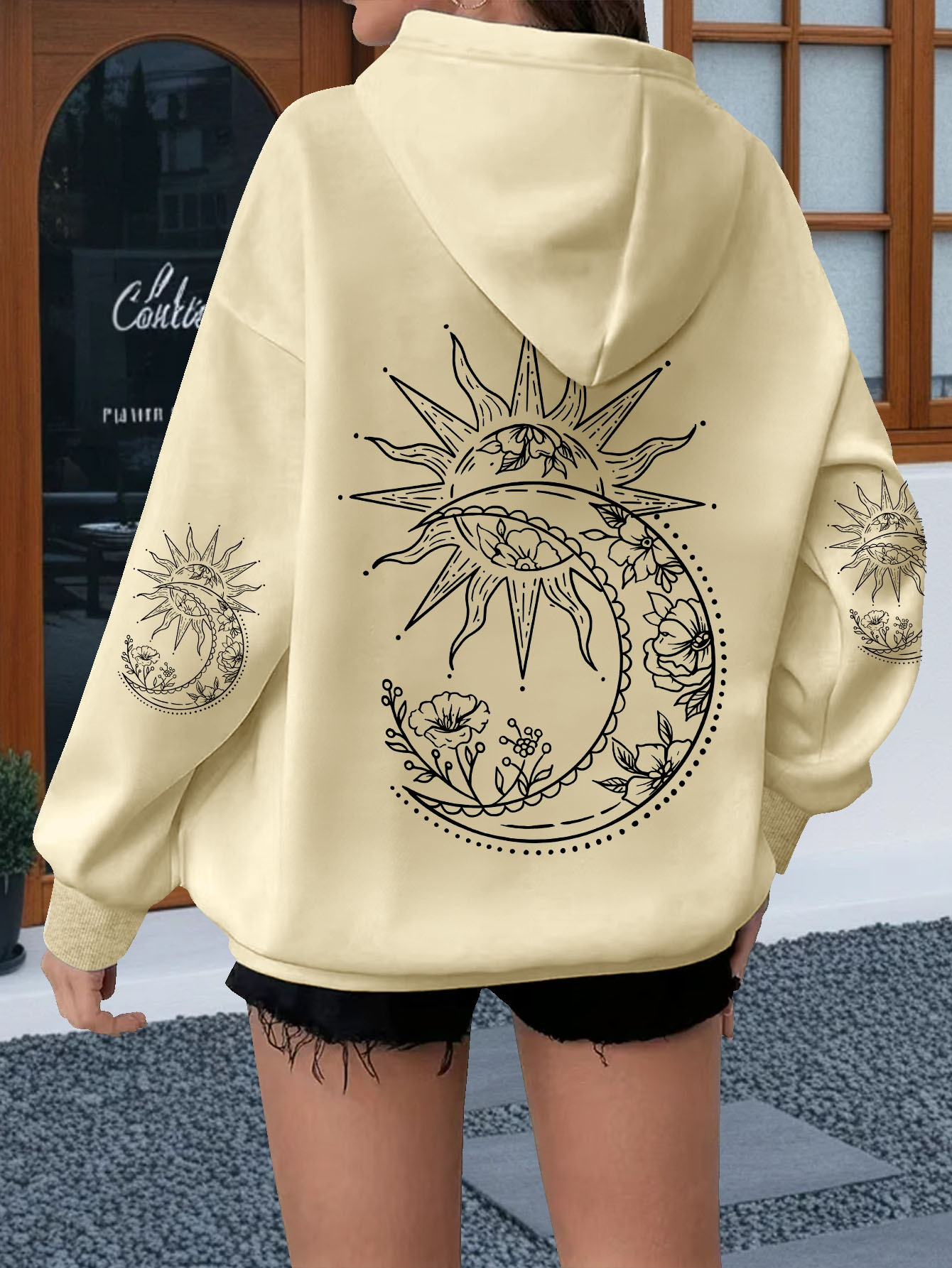 Women Flowers and The Sun Prin - Hoodie Women Oversized 评论和价格