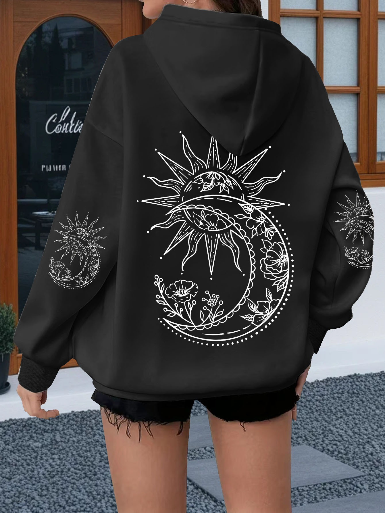 Women Flowers and The Sun Prin - Hoodie Women Oversized 评论和价格