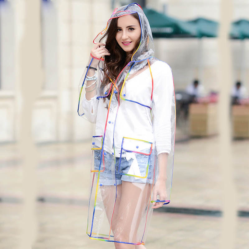 Colorful Rainbow Edge Transpar - Women'S Fashion Rain Jacket 评论和价格