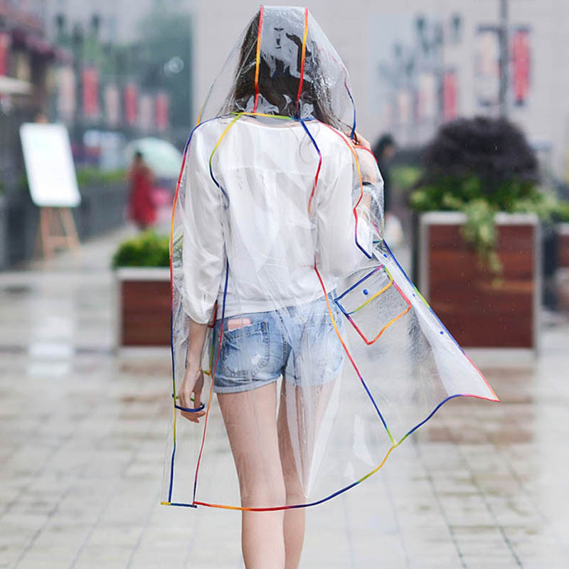 Colorful Rainbow Edge Transpar - Women'S Fashion Rain Jacket 评论和价格