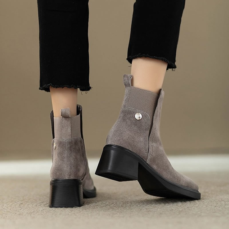 Suede Women Chunky Ankle Boots - Women'S Fashion Trends 2025 评论和价格