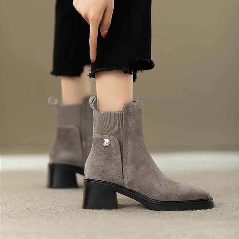 Suede Women Chunky Ankle Boots - Women'S Fashion Trends 2025 评论和价格