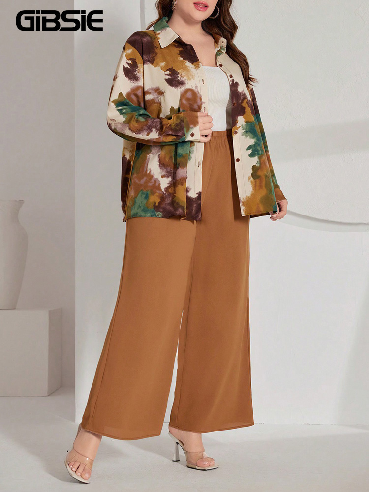 GIBSIE Plus Size Women Pant Se - Tie Dye Two Piece 评论和价格