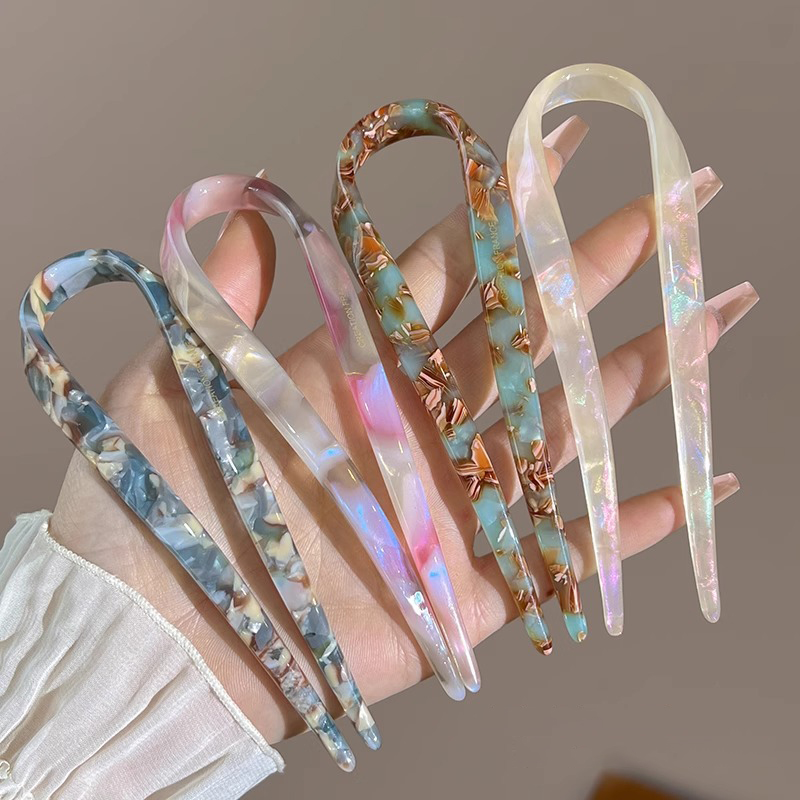 U-Shaped Hair Sticks Acetate A - Women Fashion Hub 评论和价格