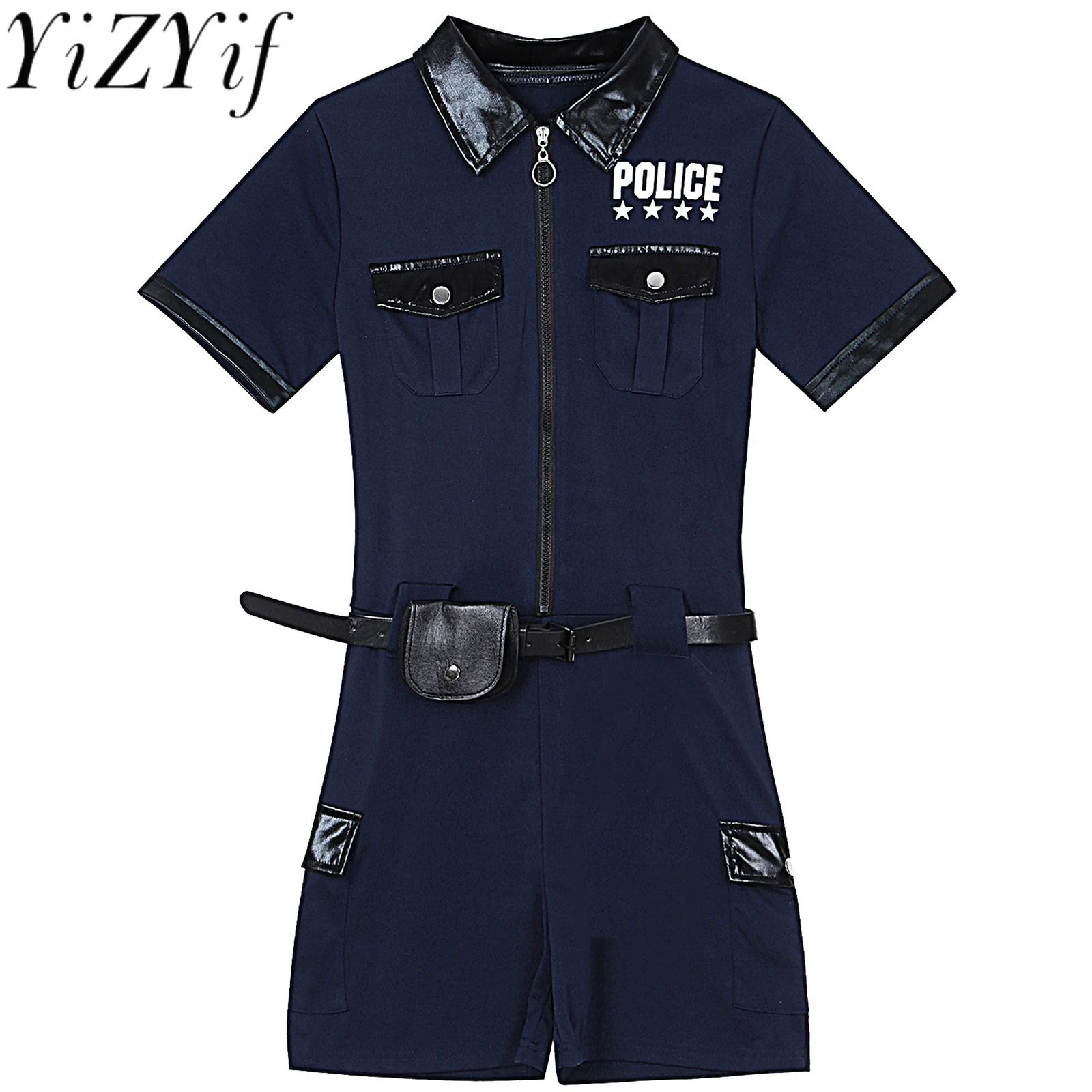 Women Carnival Cop Police Offi - Sleeveless Jumpsuit 评论和价格