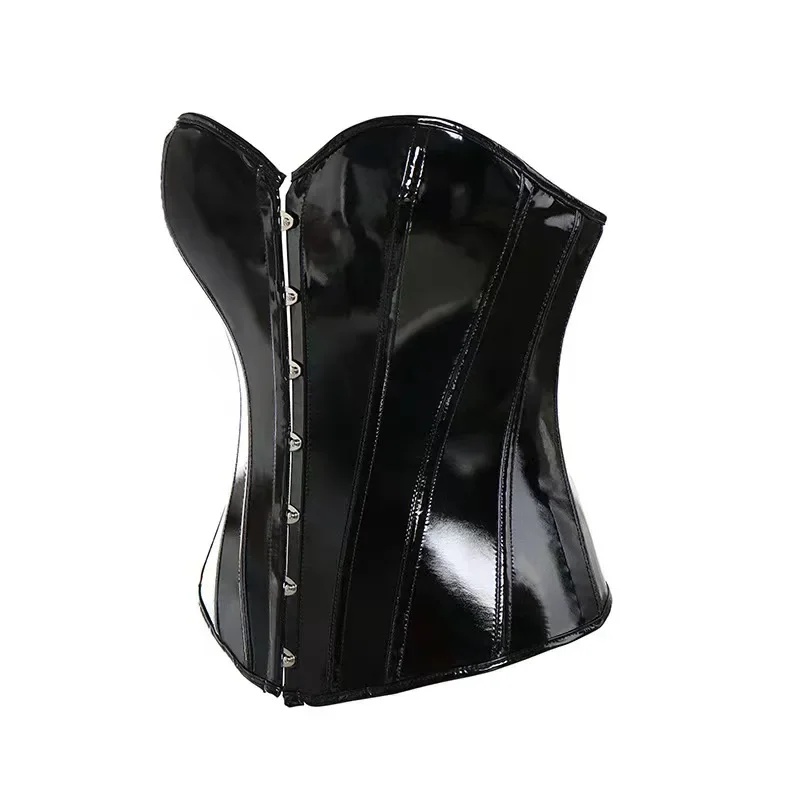 Black PVC Leather Corsets Bust - Corset Top Boned 评论和价格