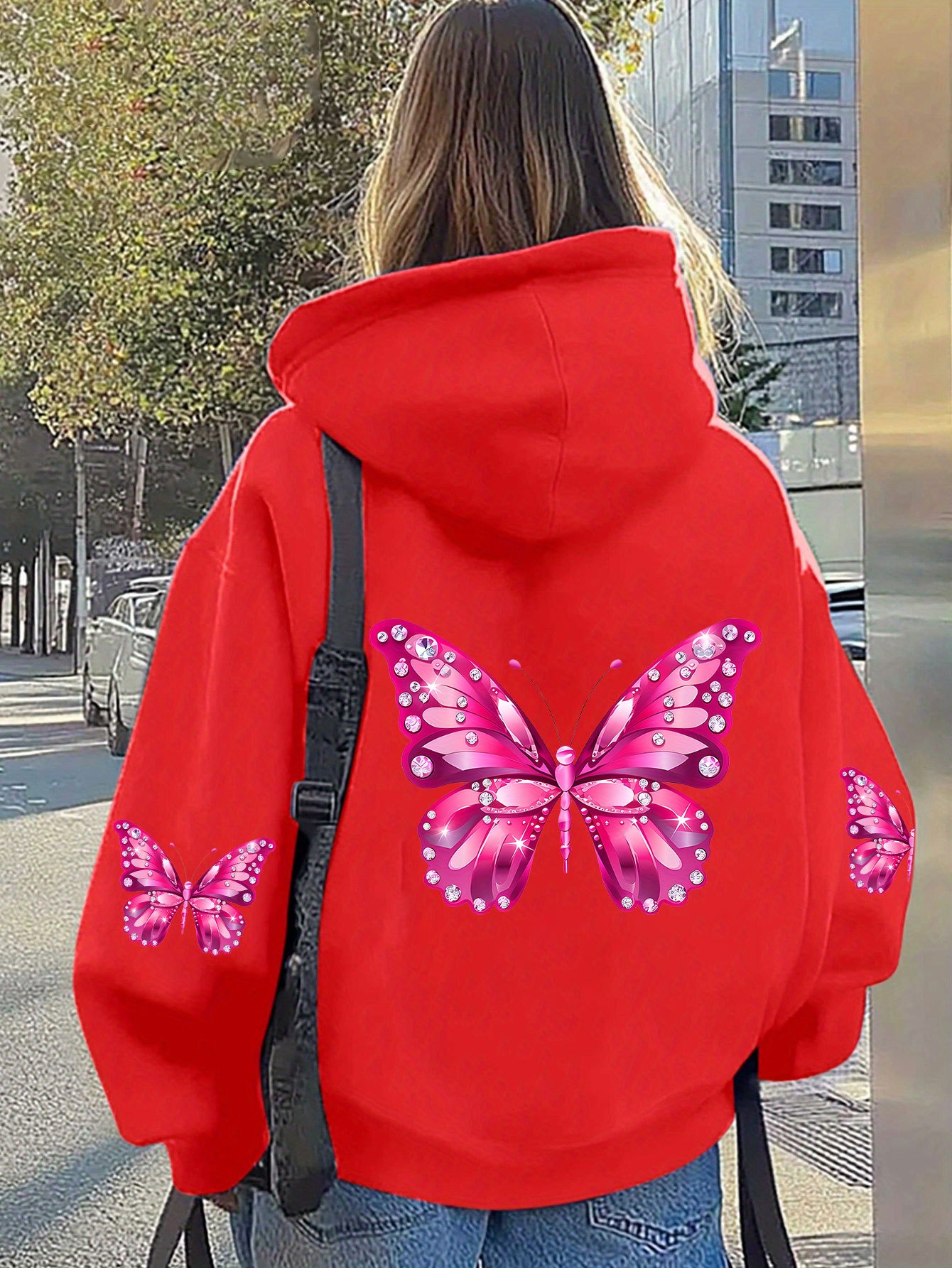 Women Butterfly Print Hoodie U - Hoodie Women Oversized 评论和价格