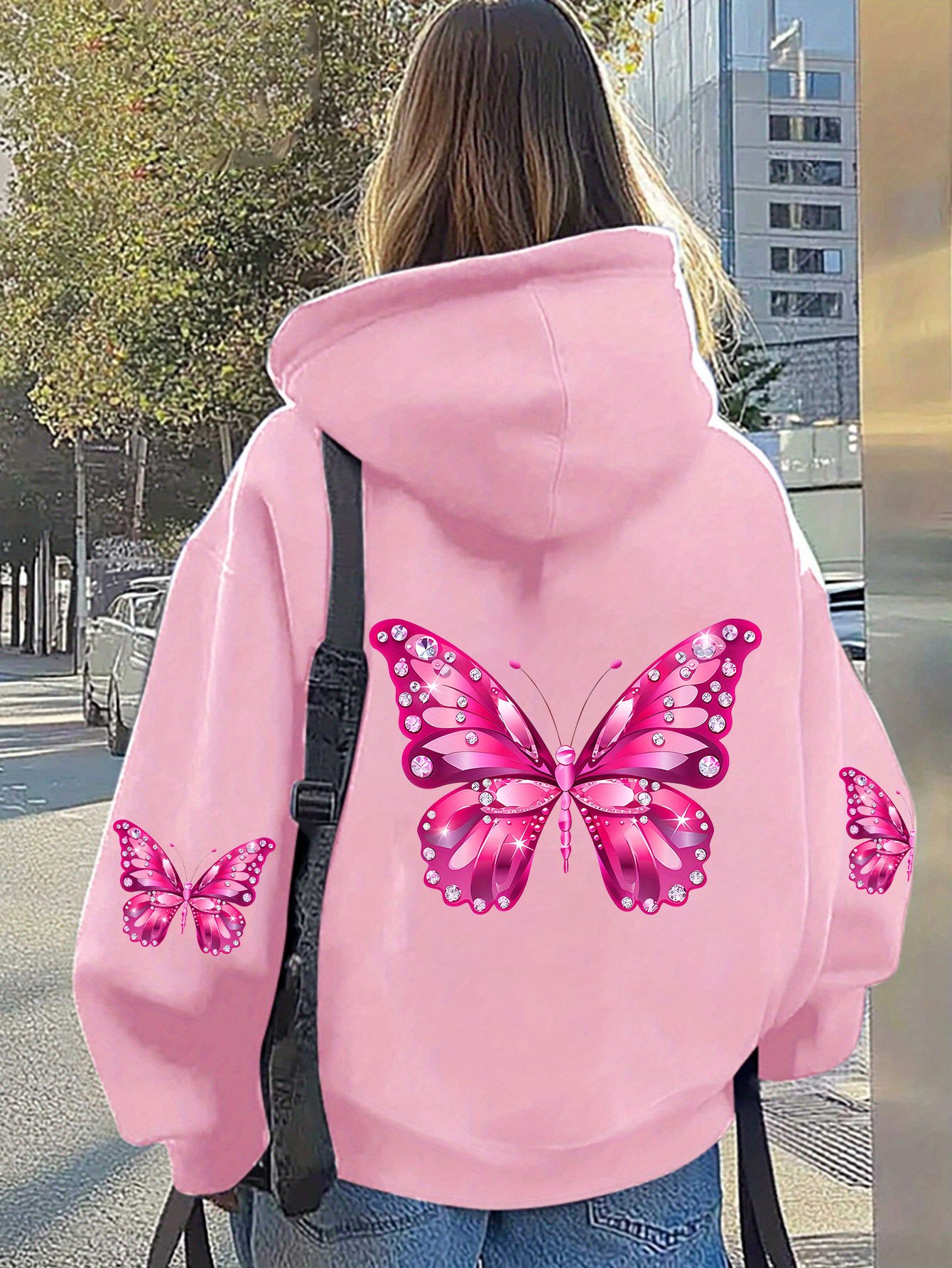 Women Butterfly Print Hoodie U - Hoodie Women Oversized 评论和价格
