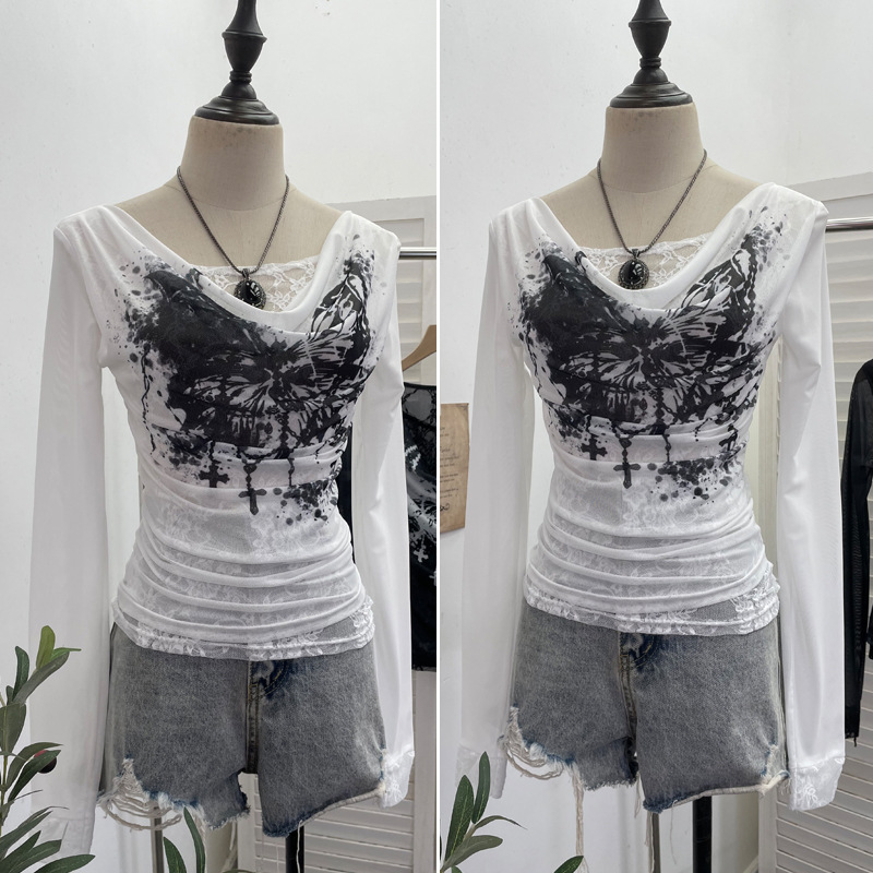 Women Casual Lace Splicing Mes - Tie Dye Two Piece 评论和价格