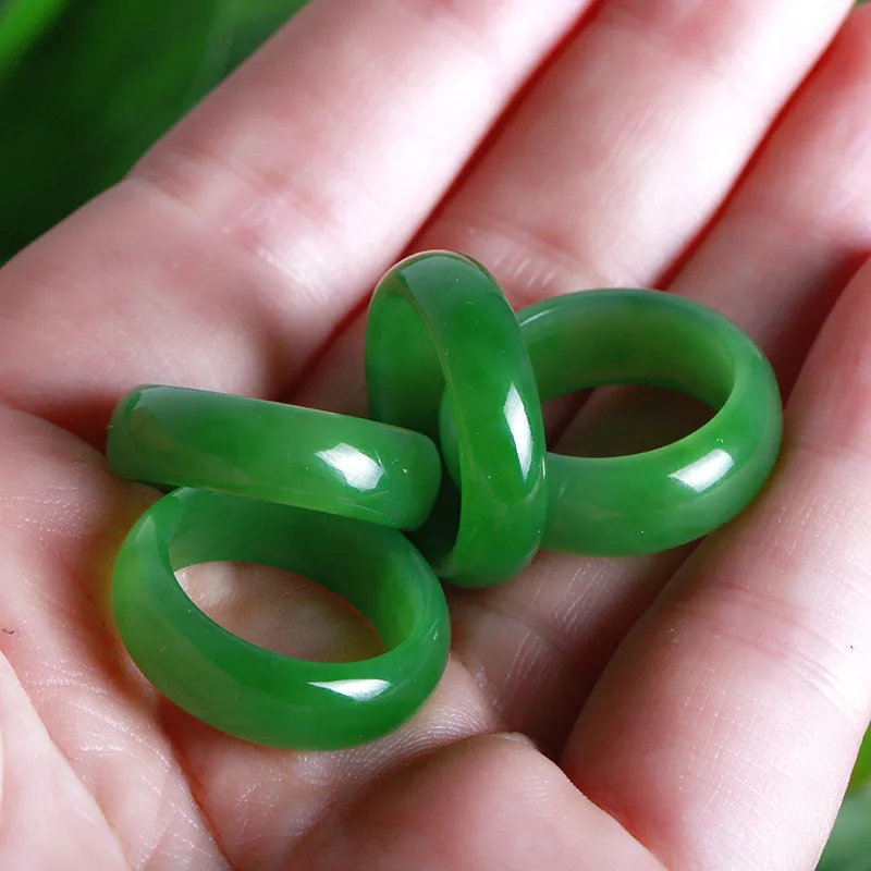 Natural Green Hetian Jade Ring - Women Fashion Jewellery 评论和价格